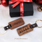 Personalised Leather Wood Keychain